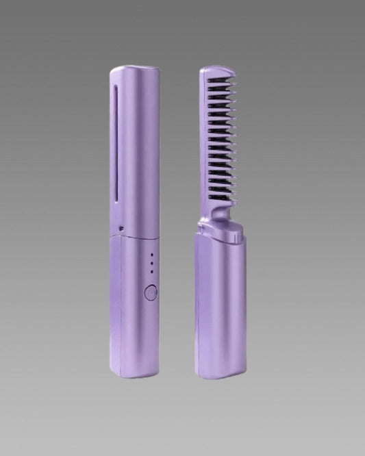 Meneflix Portable Mini Hair Straightener – Cordless, Rechargeable, Adjustable Hot Comb (200°C)